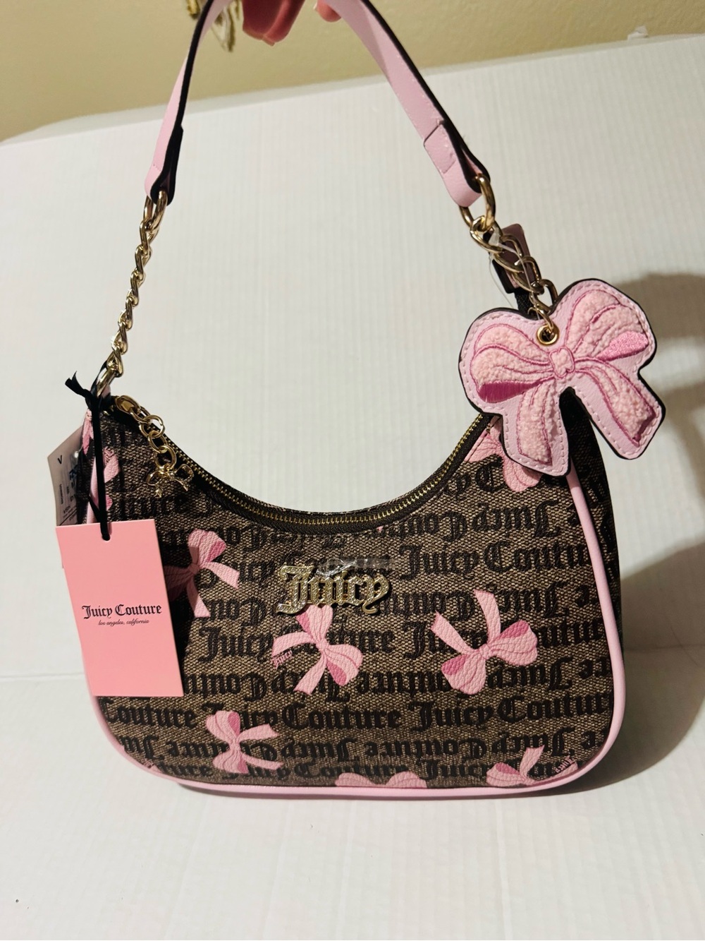 Juicy Couture simply sweet coho shoulder bag with pink bows BNWT